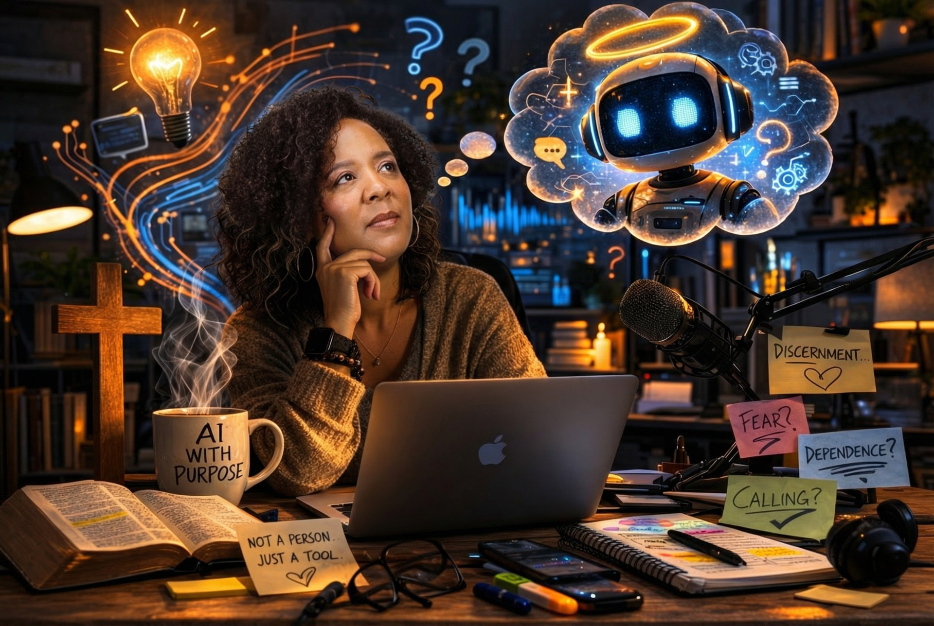 Nicole Mashingaidze at her desk, teaching about using AI with purpose